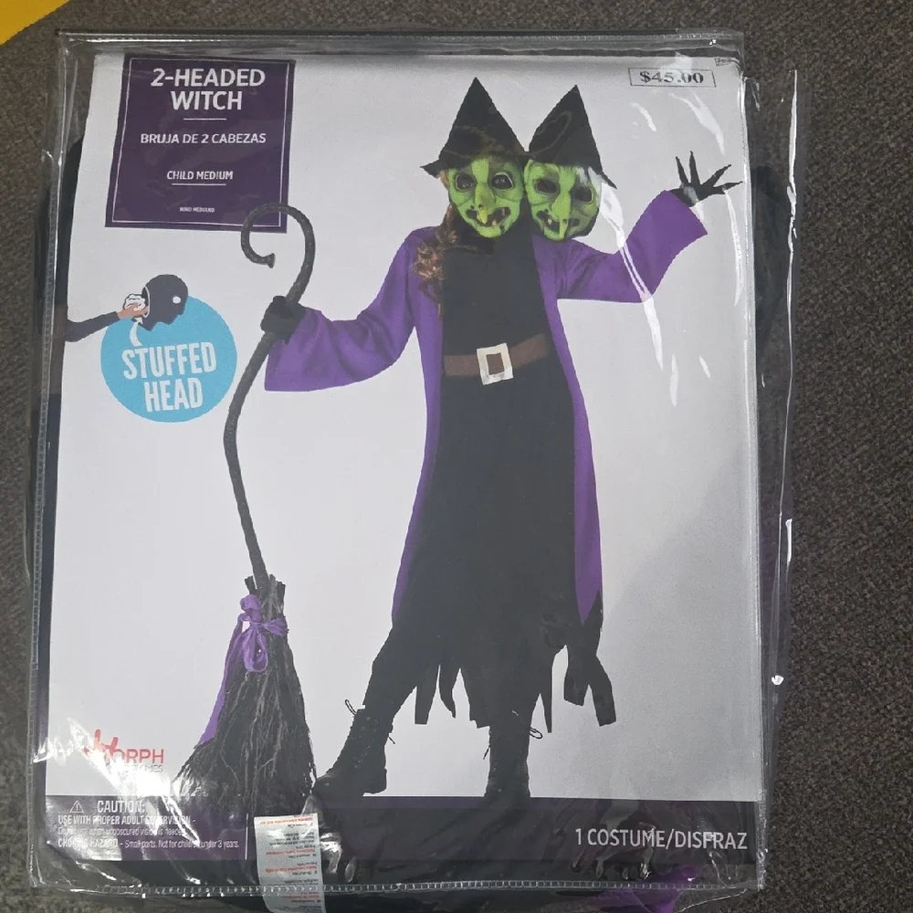 Kids 2-Headed Witch Costume - Purple and Black